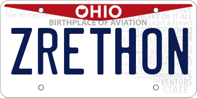 OH license plate ZRETHON