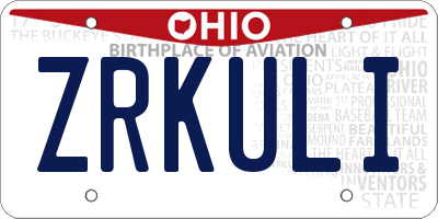 OH license plate ZRKULI