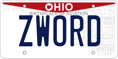 OH license plate ZWORD