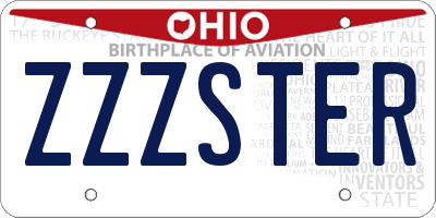 OH license plate ZZZSTER