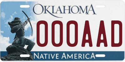 OK license plate 000AAD