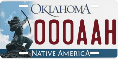 OK license plate 000AAH