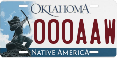 OK license plate 000AAW