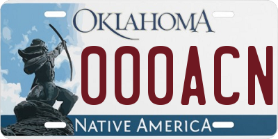 OK license plate 000ACN