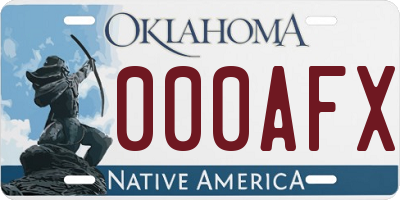 OK license plate 000AFX