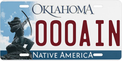 OK license plate 000AIN