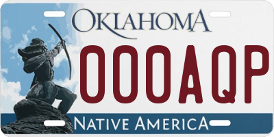 OK license plate 000AQP