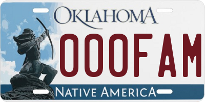 OK license plate 000FAM