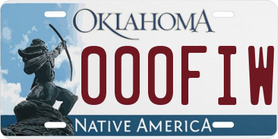 OK license plate 000FIW