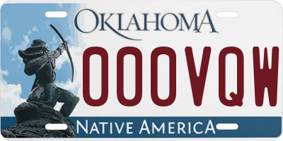 OK license plate 000VQW