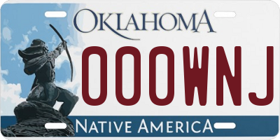 OK license plate 000WNJ