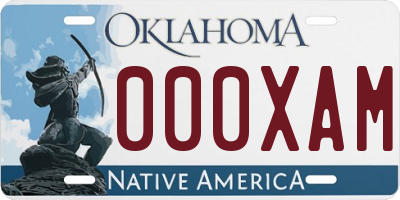 OK license plate 000XAM
