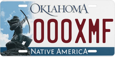 OK license plate 000XMF