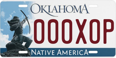 OK license plate 000XOP