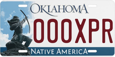 OK license plate 000XPR