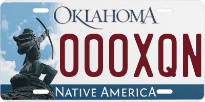 OK license plate 000XQN