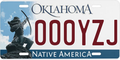 OK license plate 000YZJ