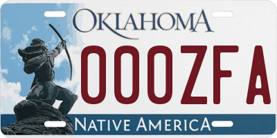 OK license plate 000ZFA
