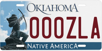 OK license plate 000ZLA
