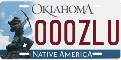 OK license plate 000ZLU