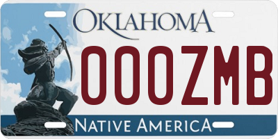 OK license plate 000ZMB