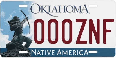 OK license plate 000ZNF
