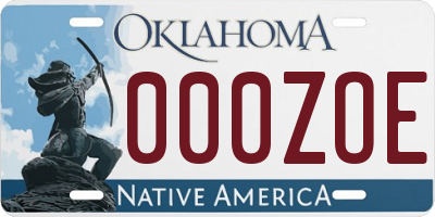 OK license plate 000ZOE