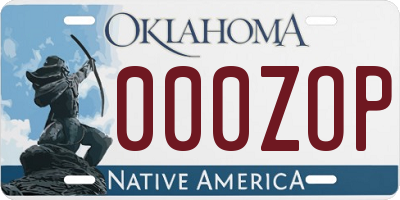 OK license plate 000ZOP