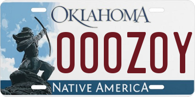 OK license plate 000ZOY