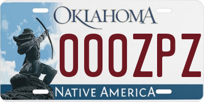 OK license plate 000ZPZ