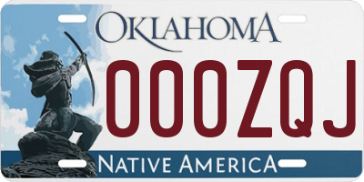 OK license plate 000ZQJ