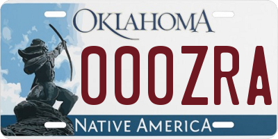 OK license plate 000ZRA