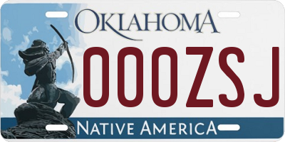 OK license plate 000ZSJ