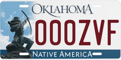 OK license plate 000ZVF