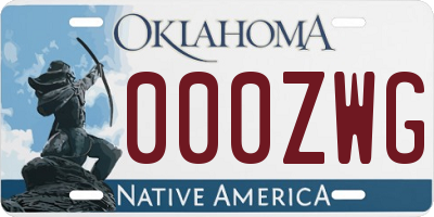 OK license plate 000ZWG