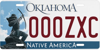 OK license plate 000ZXC