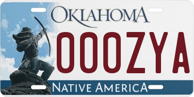 OK license plate 000ZYA