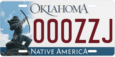 OK license plate 000ZZJ