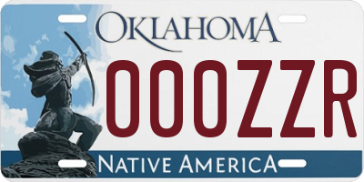 OK license plate 000ZZR