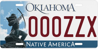 OK license plate 000ZZX