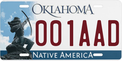 OK license plate 001AAD