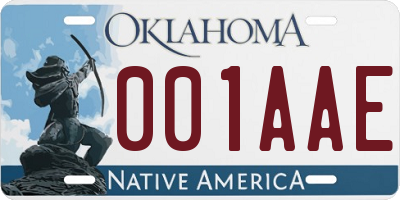 OK license plate 001AAE