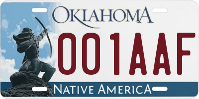 OK license plate 001AAF