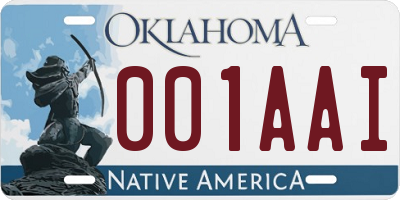 OK license plate 001AAI