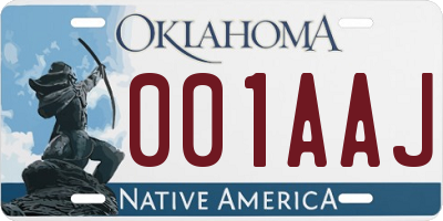 OK license plate 001AAJ