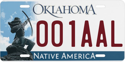 OK license plate 001AAL