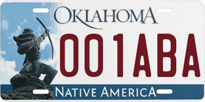 OK license plate 001ABA