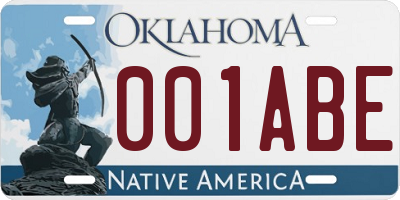 OK license plate 001ABE