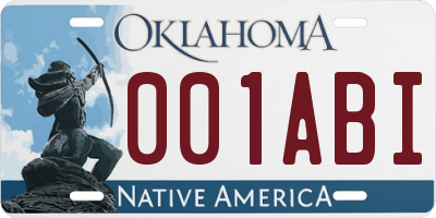 OK license plate 001ABI