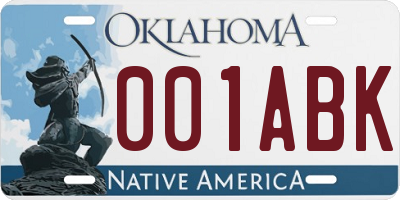 OK license plate 001ABK